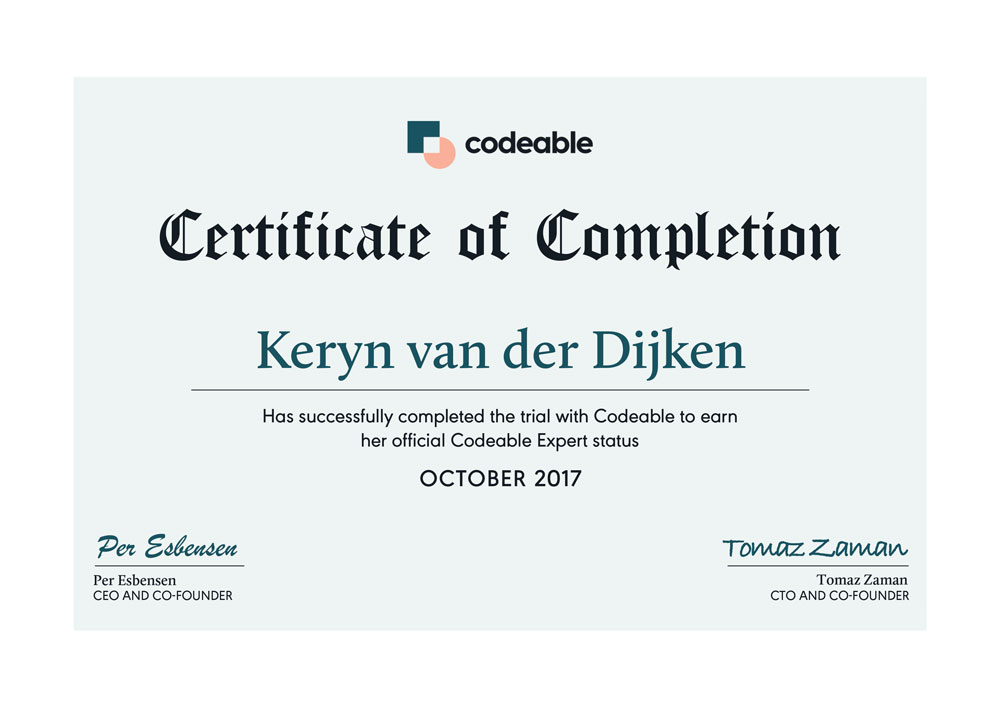Certified Codeable Expert Developer Certificate